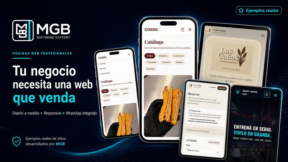 Ejemplos reales de sitios web desarrollados por MGB Software Factory